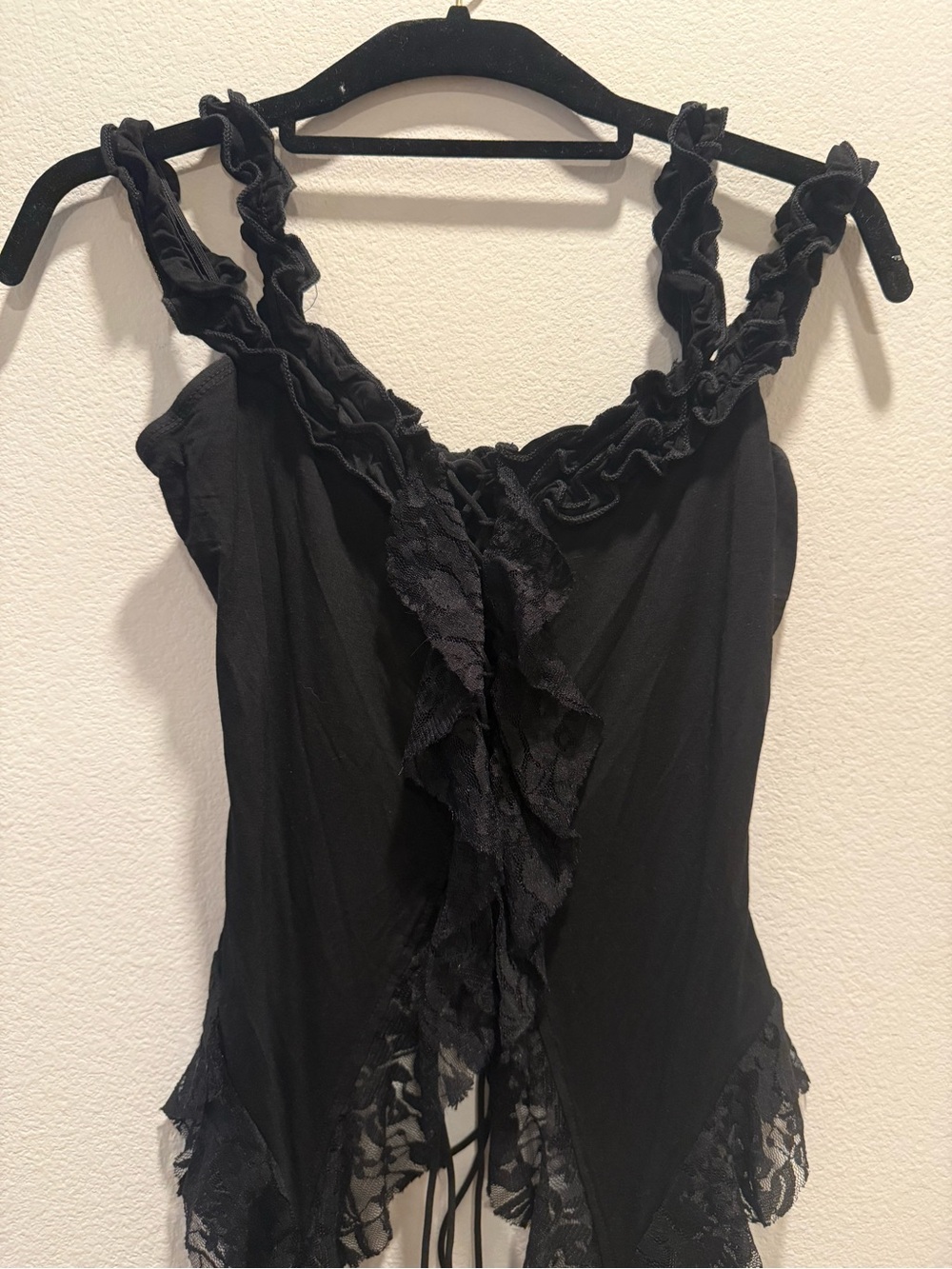 Black Gothic Fairycore Lace Handkerchief Hem Corset Style Tank - Picture 2 of 15